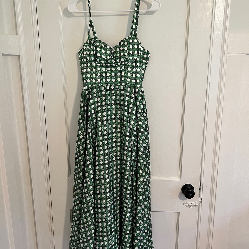 NWT Ina Green and White Patterned Maxi Dress